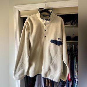 Patagonia Synchilla Tan Cream Pullover Button Large